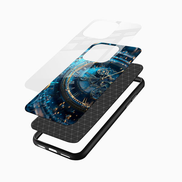 Blue Clockwork Glass Mobile Cover – Luxury Timepiece - Cover Stall