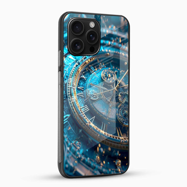 Blue Clockwork Glass Mobile Cover – Luxury Timepiece - Cover Stall