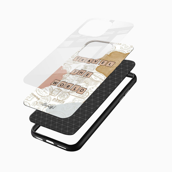 Travel The World Glass Mobile Case – Vintage Travel Aesthetic Design - Cover Stall