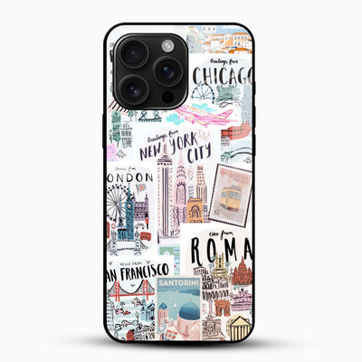Travel Postcard Collage Glass Mobile Cover