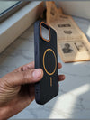 Black MagSafe Soft TPU Case with Orange Ring | Premium iPhone Cover - Cover Stall