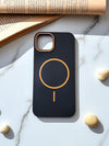 Black MagSafe Soft TPU Case with Orange Ring | Premium iPhone Cover - Cover Stall