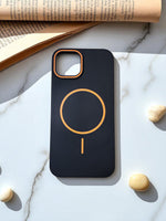 Black MagSafe Soft TPU Case with Orange Ring | Premium iPhone Cover