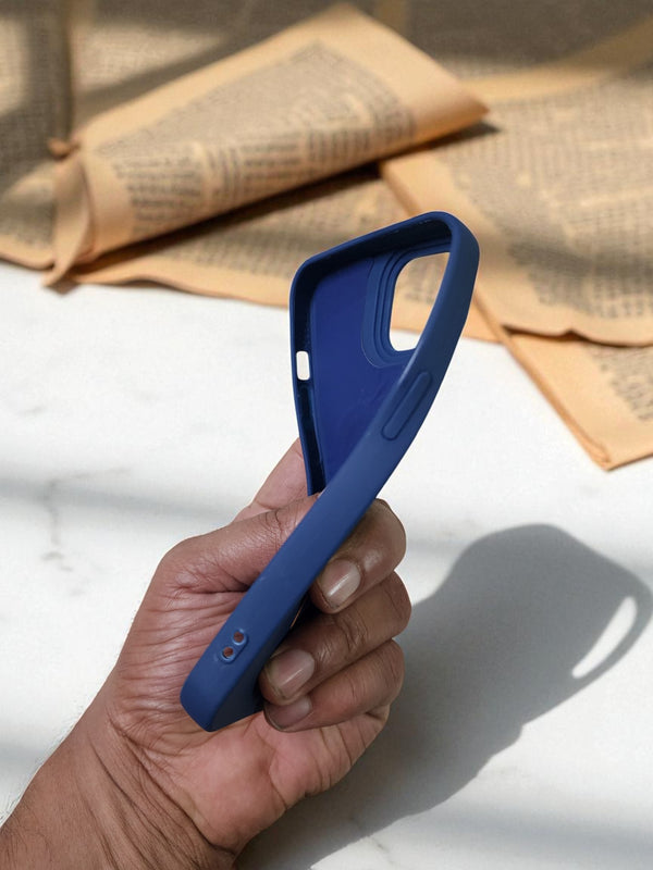 Navy Blue MagSafe Soft TPU Case with Orange Ring | Stylish iPhone Cover - Cover Stall