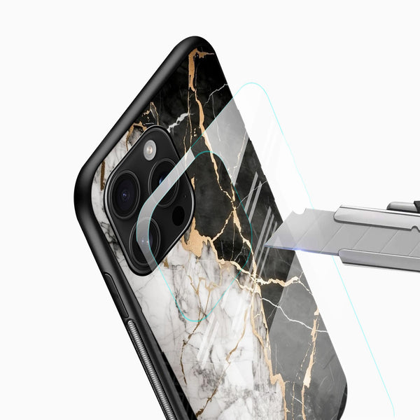 White & Gold Marble Glass Mobile Case – Luxury Stone Design - Cover Stall