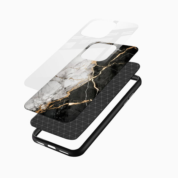 White & Gold Marble Glass Mobile Case – Luxury Stone Design - Cover Stall