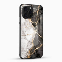 White & Gold Marble Glass Mobile Case – Luxury Stone Design