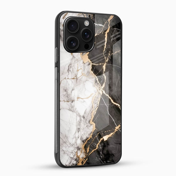 White & Gold Marble Glass Mobile Case – Luxury Stone Design - Cover Stall