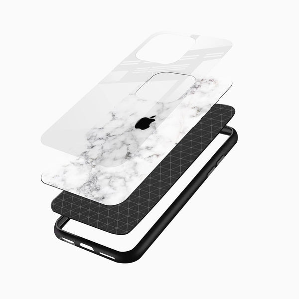 White Marble Glass Mobile Case – Minimal Luxury Design - Cover Stall