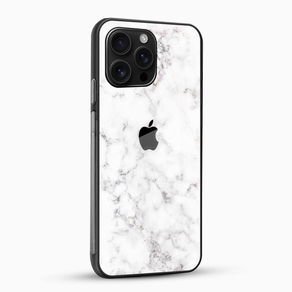 White Marble Glass Mobile Case – Minimal Luxury Design - Cover Stall