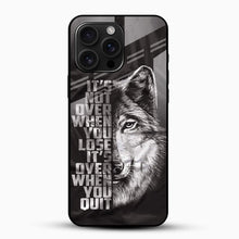 Wolf Motivation Quote Glass Back Cover – Never Quit Design