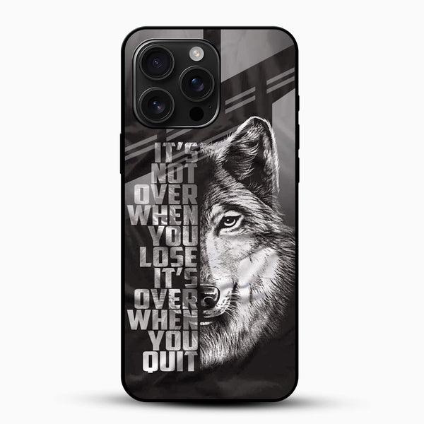 Wolf Motivation Quote Glass Back Cover – Never Quit Design - Cover Stall
