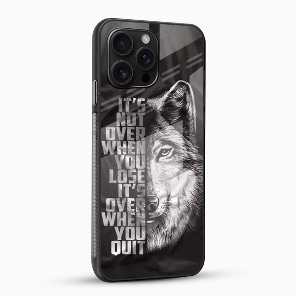 Wolf Motivation Quote Glass Back Cover – Never Quit Design - Cover Stall