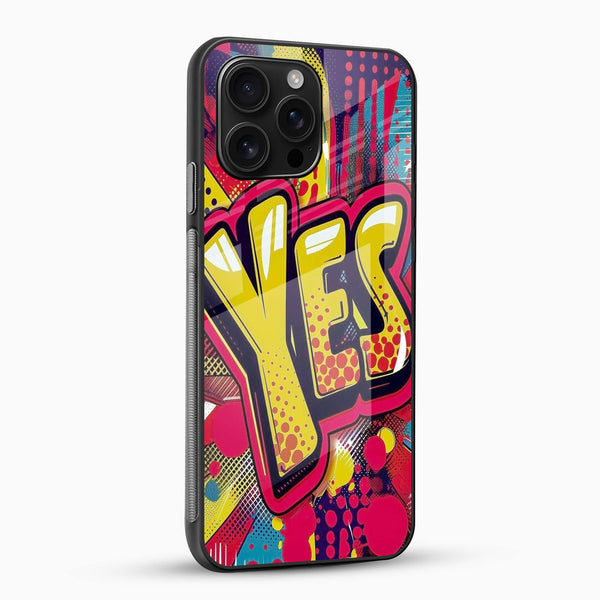 YES Graffiti Art Glass Back Cover – Bold Street Pop Design - Cover Stall