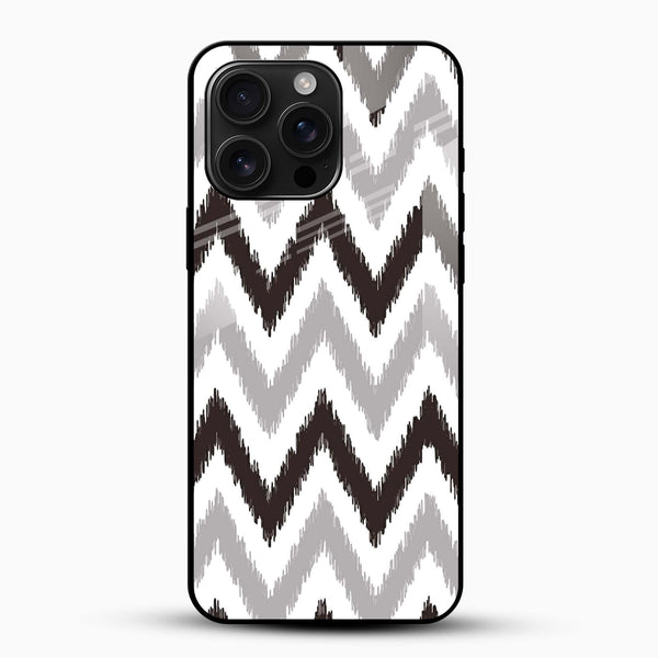 Minimal Zigzag Pattern Glass Back Cover – Neutral Chevron Design - Cover Stall