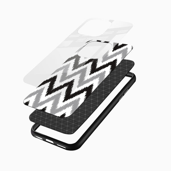 Minimal Zigzag Pattern Glass Back Cover – Neutral Chevron Design - Cover Stall