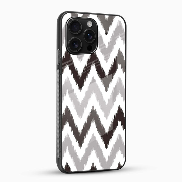 Minimal Zigzag Pattern Glass Back Cover – Neutral Chevron Design - Cover Stall