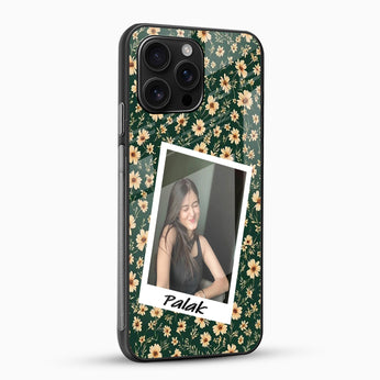 Custom Floral Photo Glass Phone Case with Name
