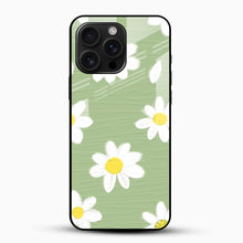 Green Backdrop Flowers Glass Case