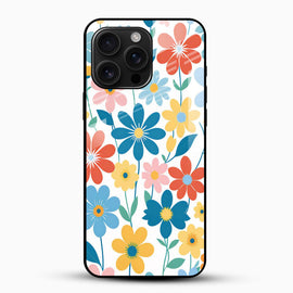 Colorful Floral Pattern Glass Mobile Case – Retro Aesthetic Design