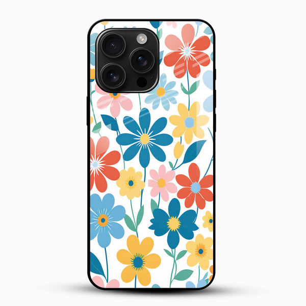 Colorful Floral Pattern Glass Mobile Case – Retro Aesthetic Design - Cover Stall