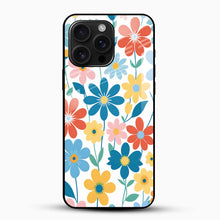 Colorful Floral Pattern Glass Mobile Case – Retro Aesthetic Design