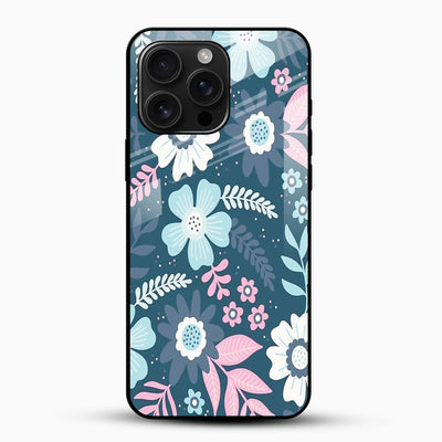 Blue Bloom Floral Glass Back Cover – Pastel Flower Design