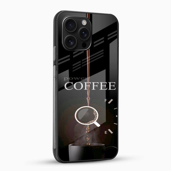 Power Coffee Glass Mobile Cover – Minimal Coffee Aesthetic Design - Cover Stall