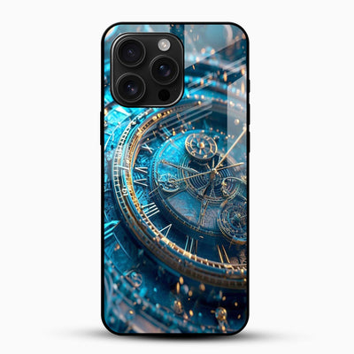 Blue Clockwork Glass Mobile Cover – Luxury Timepiece