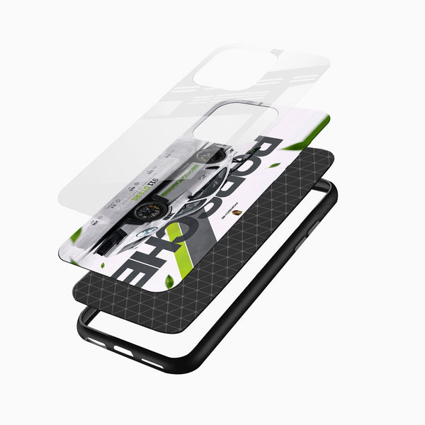 Porsche 911 GT3 RS Racing Glass Mobile Cover displayed on smartphone