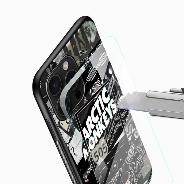 Arctic Monkeys Glass Mobile Cover – Black & White Music Collage