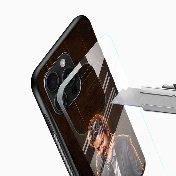 Brown aesthetic Glass Mobile Cover with detailed superstar portrait