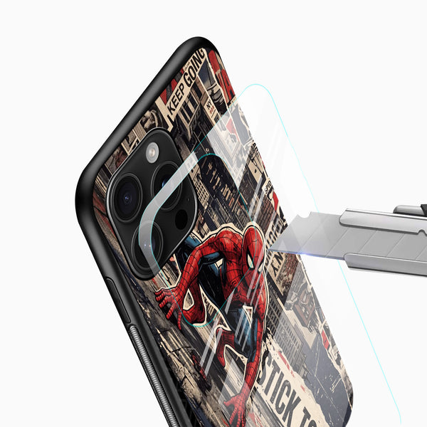 Urban Spider-Man comic artwork printed on Glass Mobile Cover