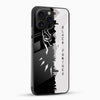 Black Panther Glass Mobile Cover angled view showing glossy finish and monochrome artwork