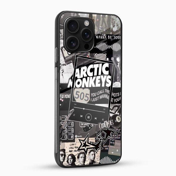 Arctic Monkeys Glass Mobile Cover – Black & White Music Collage