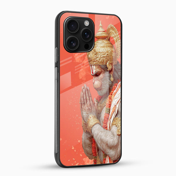 Divine Hanuman mobile cover showing intricate golden crown and traditional jewelry
