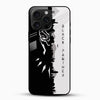 Black Panther Glass Mobile Cover front view featuring bold black-and-white panther silhouette design