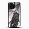 Anime Gojo Warrior Glass Mobile Case – Minimal Dark Aesthetic - Cover Stall