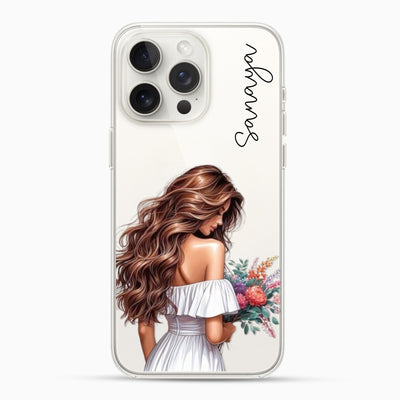 Beautiful Hair - Girl Silicon Phone Case [With Custom Name]