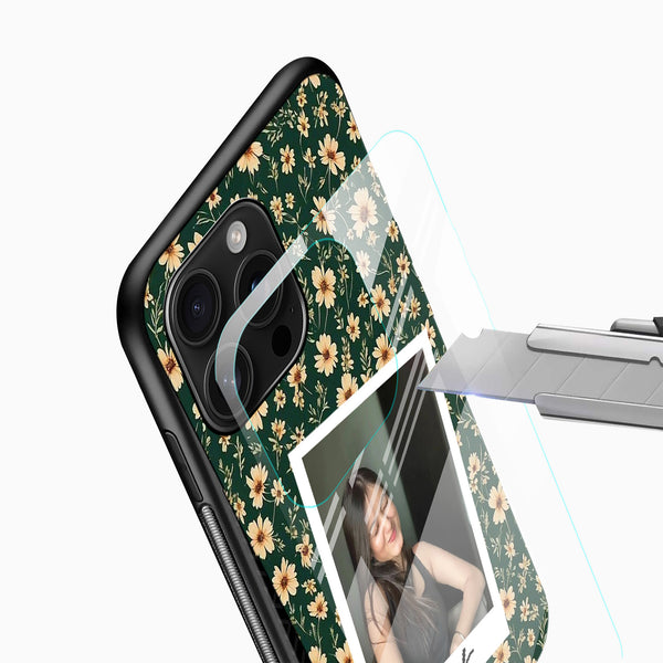 Custom Floral Photo Glass Phone Case with Name - Cover Stall