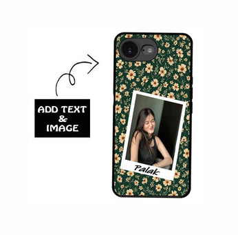 Custom Floral Photo Glass Phone Case with Name